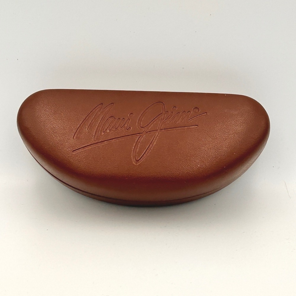 Maui Jim Brown Faux Leather Hard Shell Sunglasses Case Black Velvet Lining